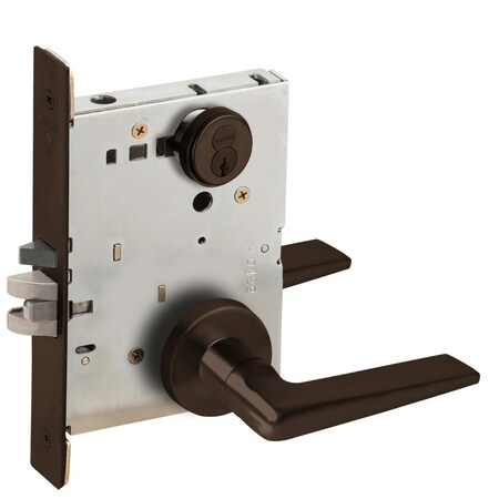 Schlage Grade 1 Storeroom Mortise Lock, Schlage FSIC With Core, S123 Keyway, 05 Lever, A Rose, Dark Oxidized L9080R 05A 613